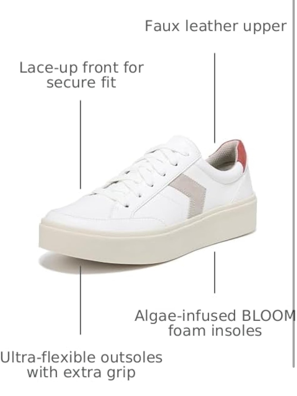 Dr. Scholl's White Sneakers with Blue and Brown Laces and Red Heel - Picture 10 of 12